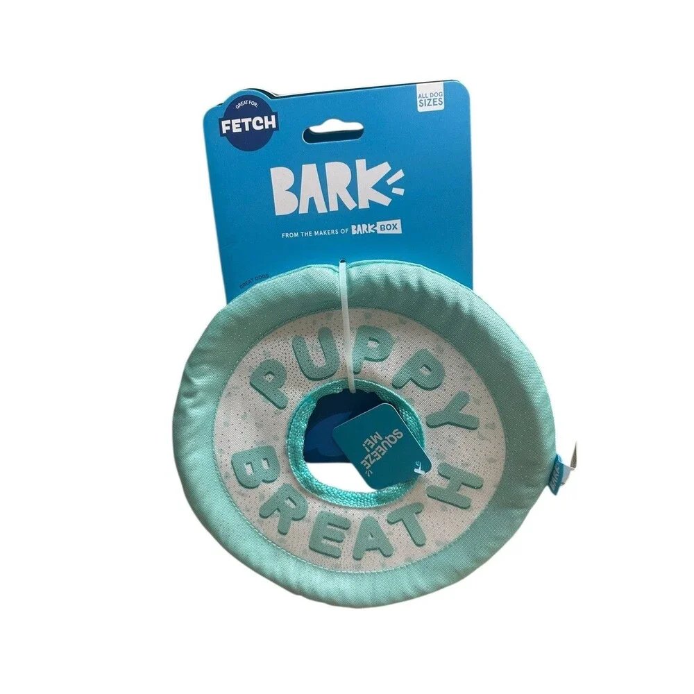 NEW Bark Barkbox Puppy Breath Crinkle Dog Toy Frisbee Mint Green For All Sizes